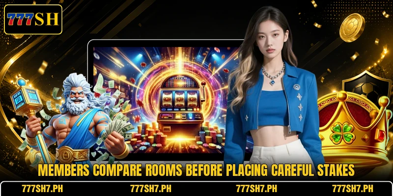 Members compare rooms before placing careful stakes Members compare rooms before placing careful stakes