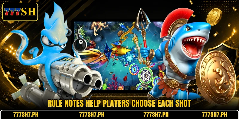 Rule notes help players choose each shot Rule notes help players choose each shot